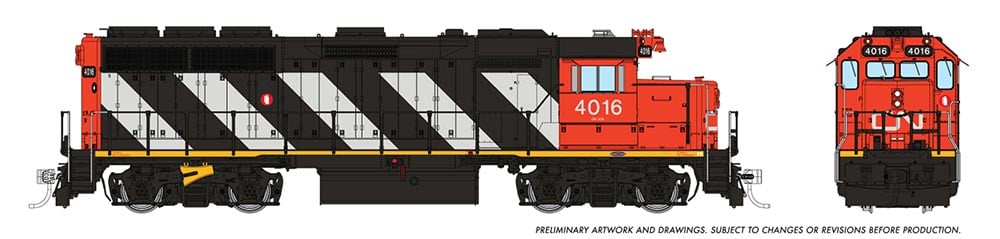 Rapido 40504 HO EMD GP40 — CN Stripes #4012 (DC/DCC/Sound) - Oakville Model Trains Depot