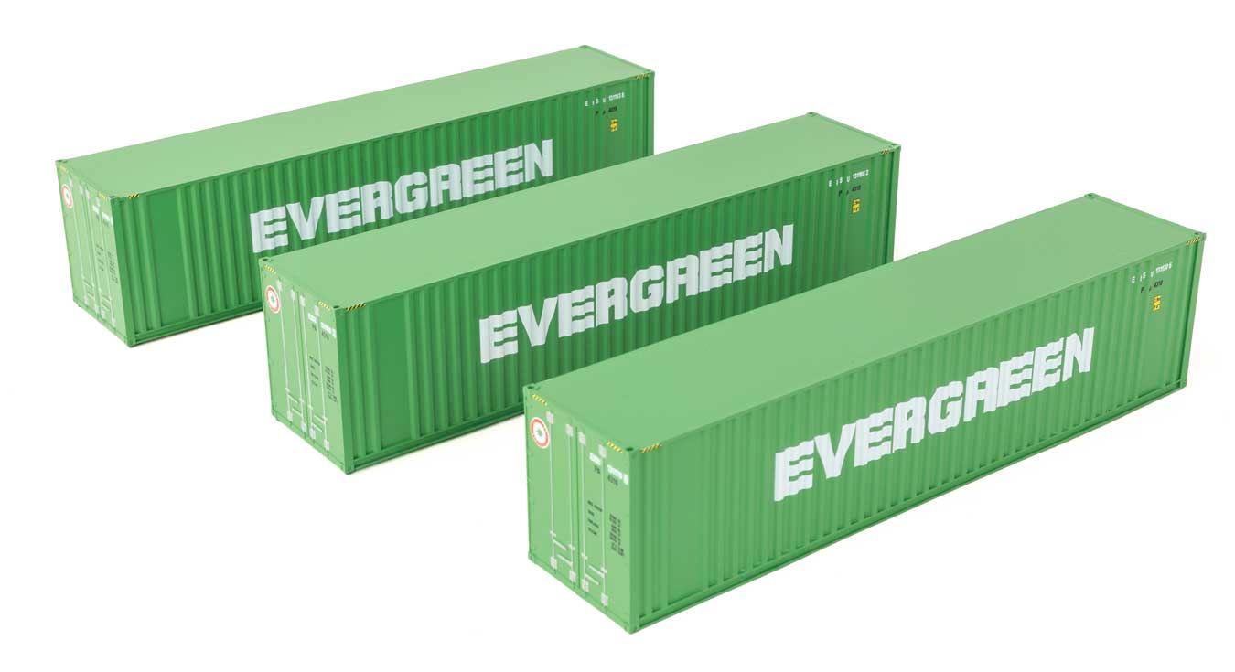 Walthers SceneMaster 18200 HO Scale 40' Flat Panel Container 3-Pack Evergreen