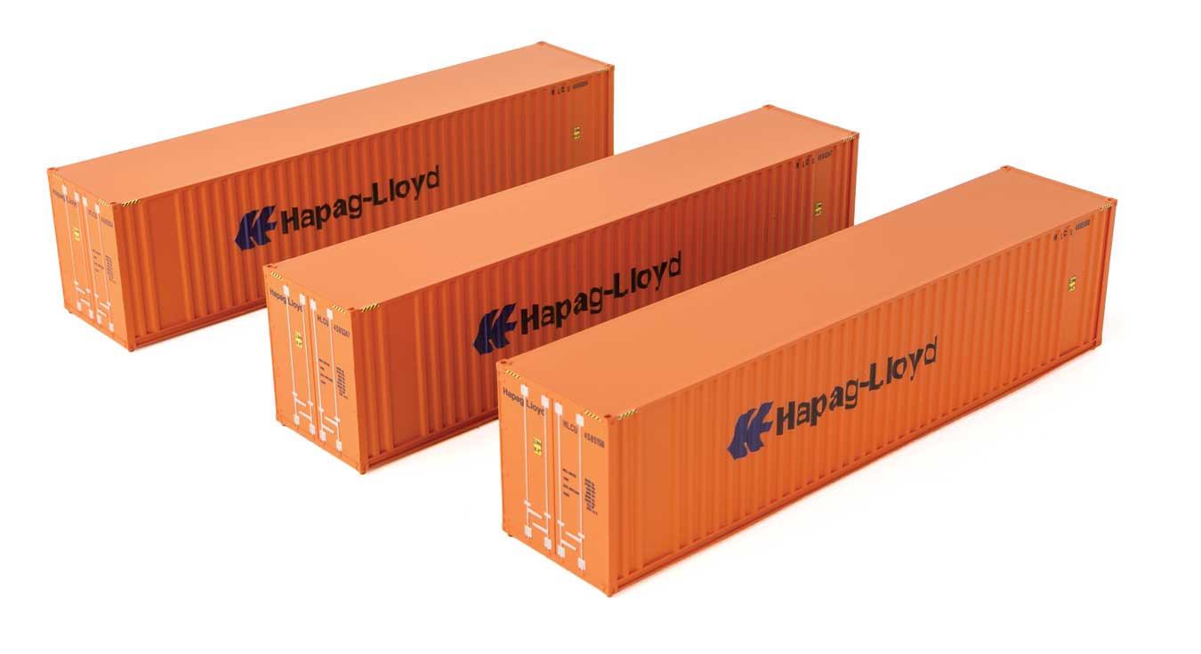 Walthers SceneMaster 18202 HO Scale 40' Flat Panel Container 3-Pack Hapag-Lloyd