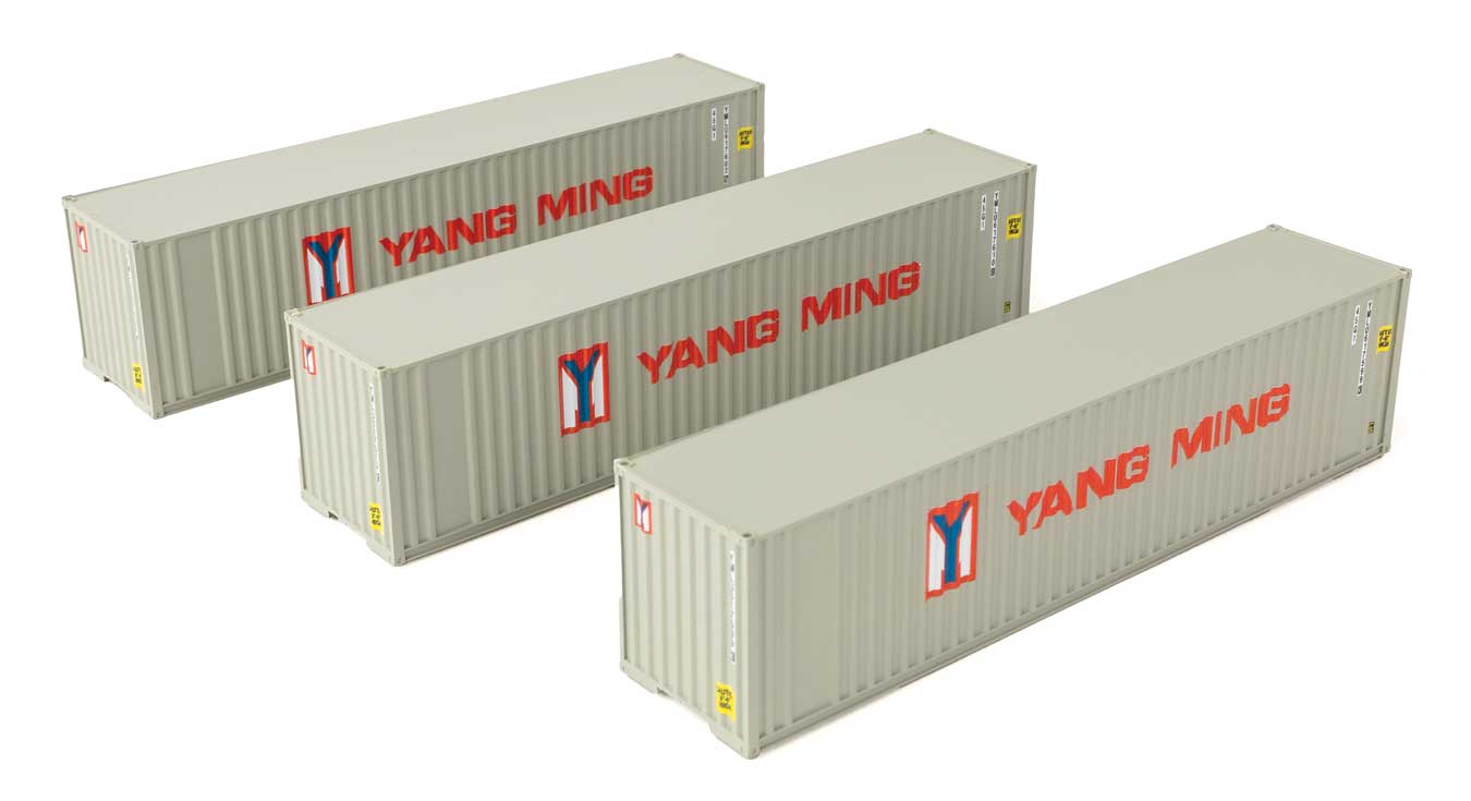 Walthers SceneMaster 18205 HO Scale 40' Flat Panel Container 3-Pack Yang Ming