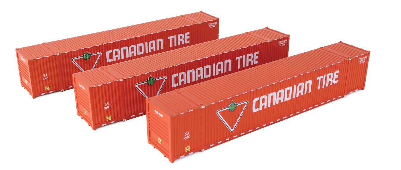 Walthers SceneMaster 18500 HO Scale 53' Singamas Corrugated Side Container 3-Pack Canadian Tire (CDAU)