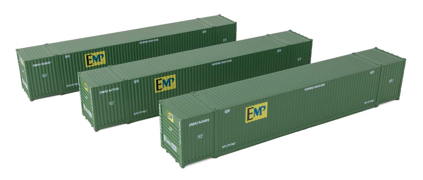 Walthers SceneMaster 18502 HO Scale 53' Singamas Corrugated Side Container 3-Pack EMP