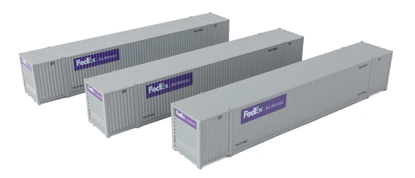 Walthers SceneMaster 18503 HO Scale 53' Singamas Corrugated Side Container 3-Pack FedEx