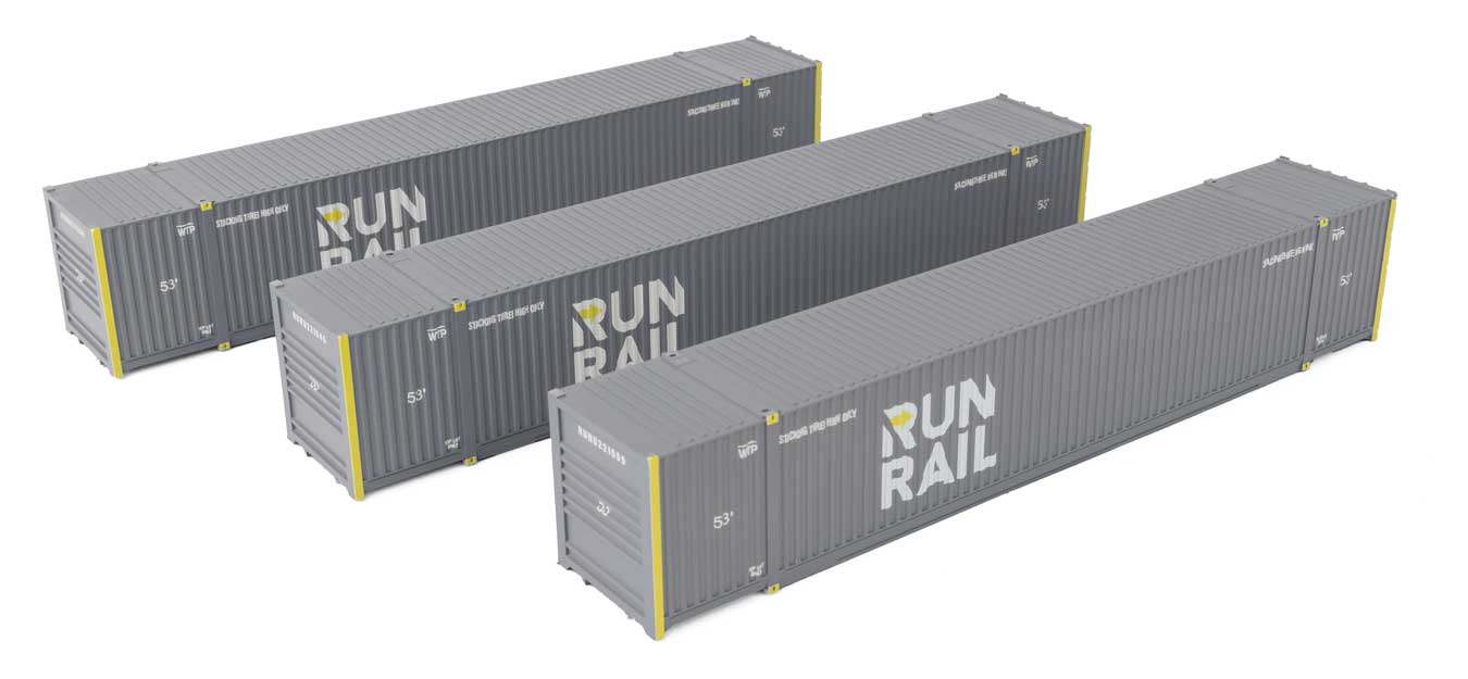 Walthers SceneMaster 18506 HO Scale 53' Singamas Corrugated Side Container 3-Pack Run Rail