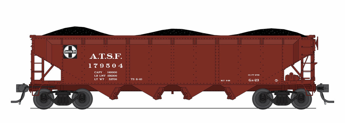 Broadway Limited Imports 10374 N ARA 70-ton 4-Bay Hopper, ATSF, Oxide Red w/ White, 6-pack B