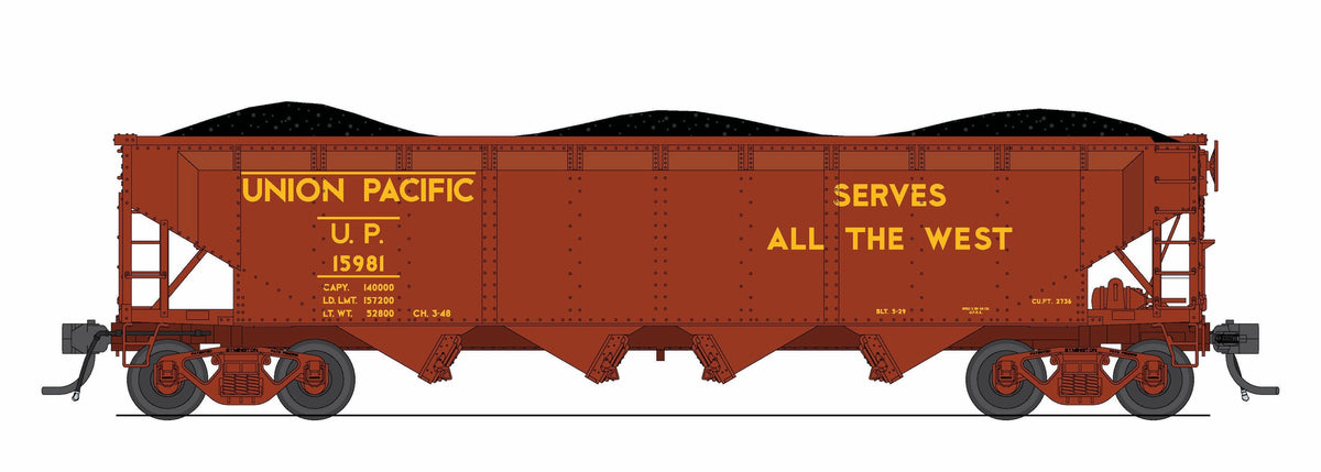 Broadway Limited Imports 10376 N ARA 70-ton 4-Bay Hopper, UP, "Streamliners / Serves All The West", 6-pack B