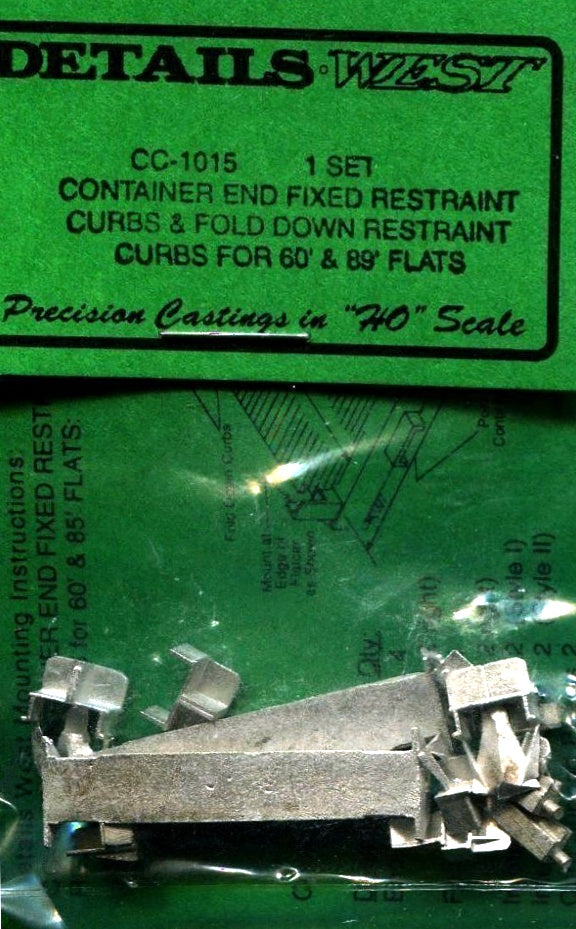 Details West 1015 HO Scale Container End Fixed Restraint Curbs (for 60' & 89' Flat Cars)