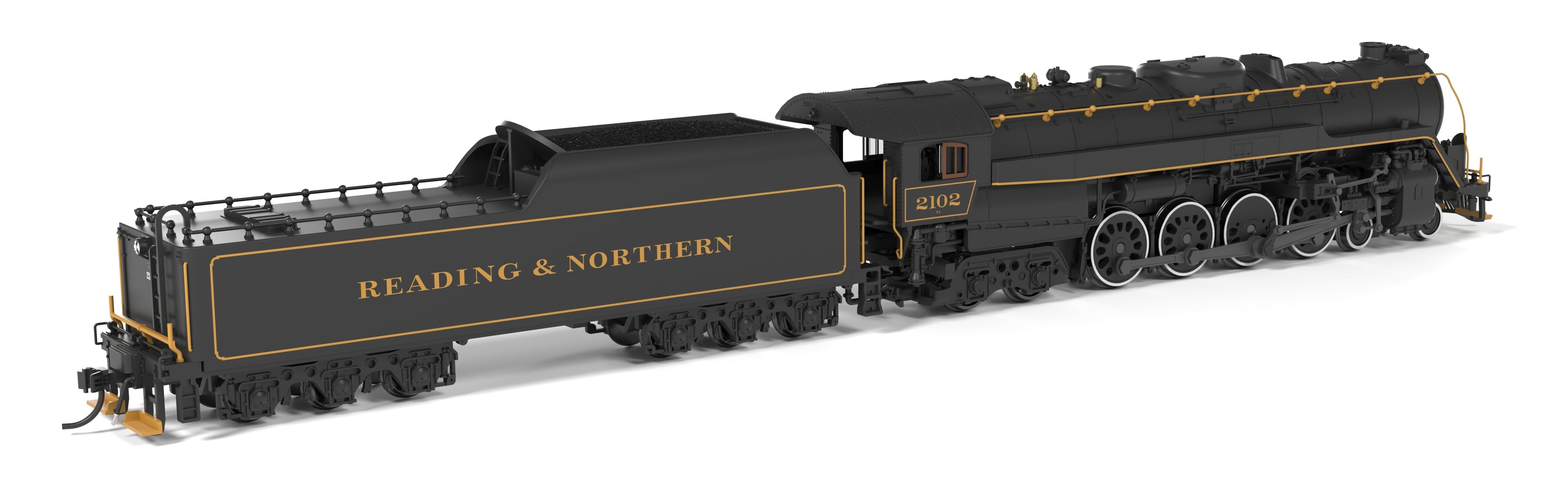 BLI 10329 N T1 4-8-4 RDG 2102 - rear 3/4 view