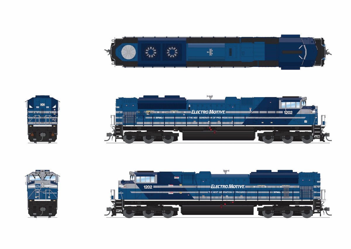 Broadway Limited Imports 10432 HO EMD SD70ACe, EMD Demo 1202, Blue/Gray/White paint scheme, No-Sound / DCC-Ready, HO - view 2