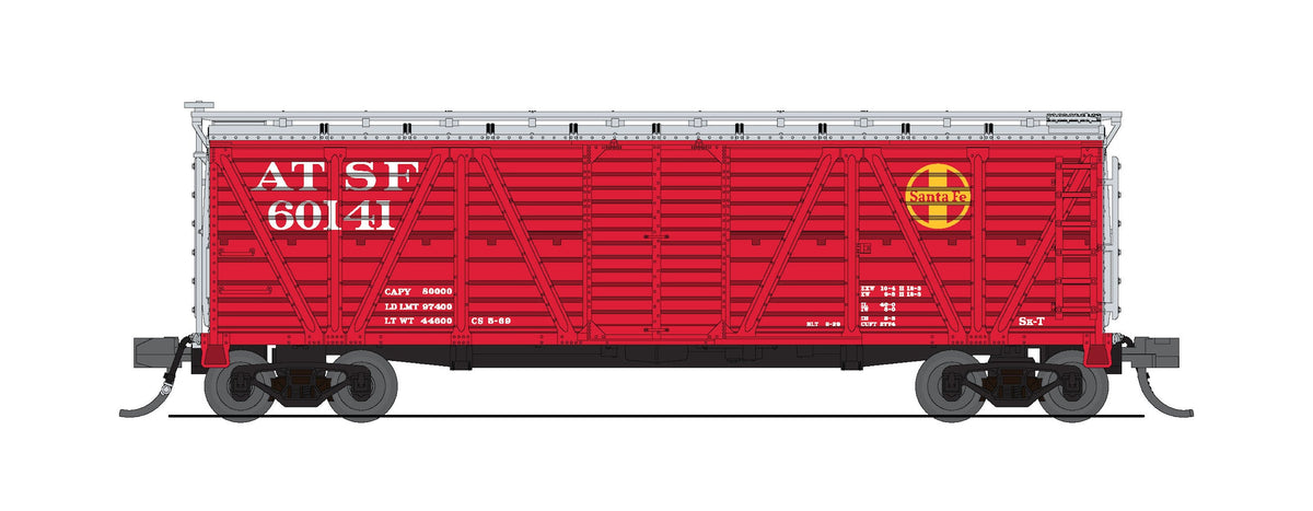 Broadway Limited Imports 10480 N 40' Wood Stock Car, ATSF, No Sound, 2-pack (60270, 60389)
