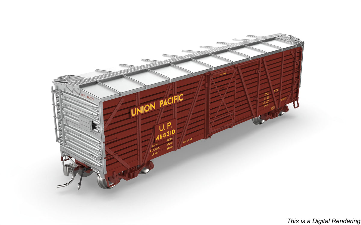 Broadway Limited Imports 10705 HO 40' Wood Stock Car, UP 46827D, Hog Sounds