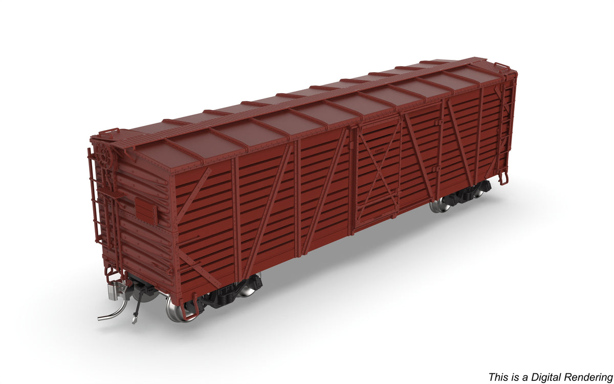 Broadway Limited Imports 10706 HO 40' Wood Stock Car, Unlettered, Oxide Red, Cattle Sounds