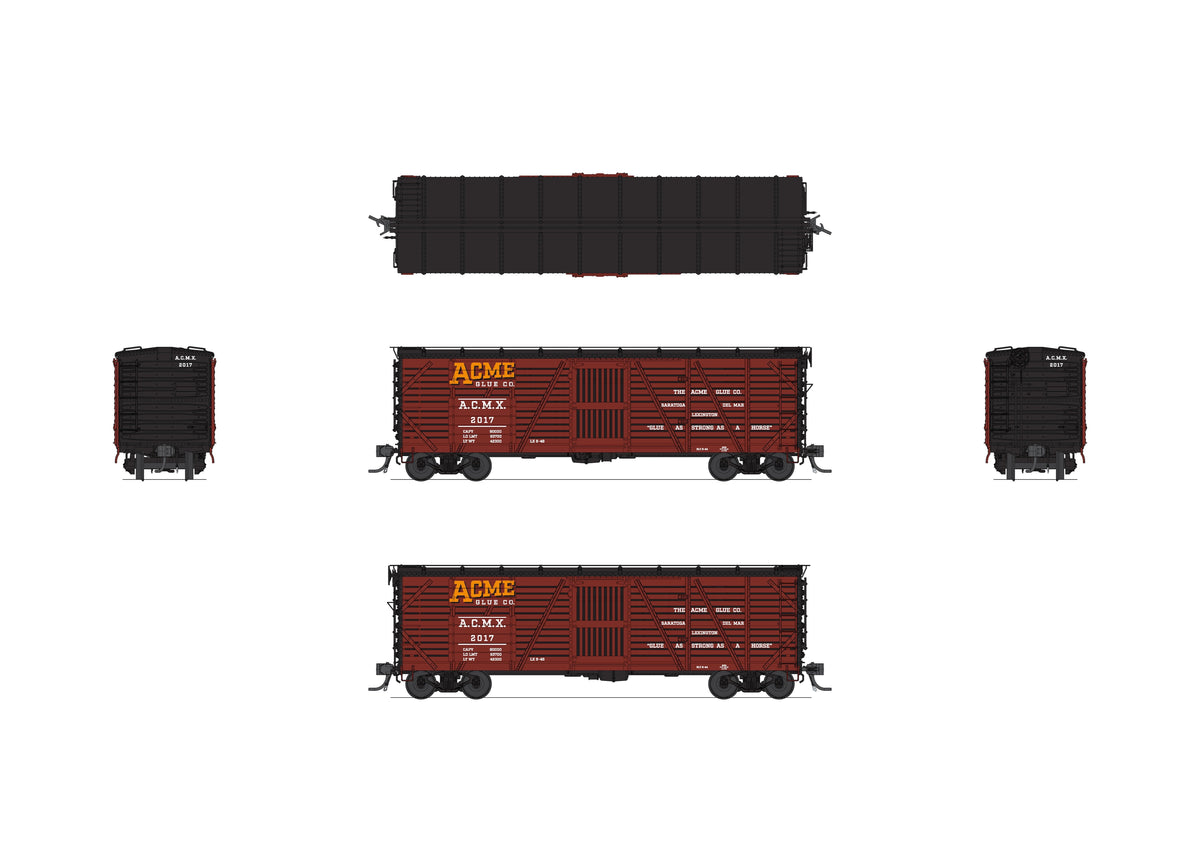 Broadway Limited Imports 10708 HO 40' Wood Stock Car, Acme Glue Factory, Horse Sounds