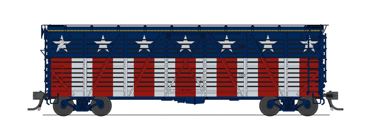 Broadway Limited Imports 10709 HO 40' Wood Stock Car, Independence Day Theme, Patriotic Music