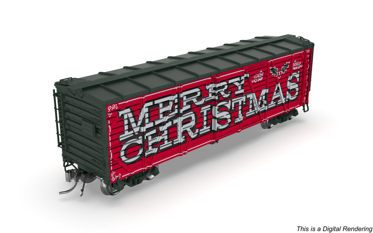 Broadway Limited Imports 10711 HO 40' Wood Stock Car, Holiday Season Theme, "Merry Christmas", Holiday Sounds