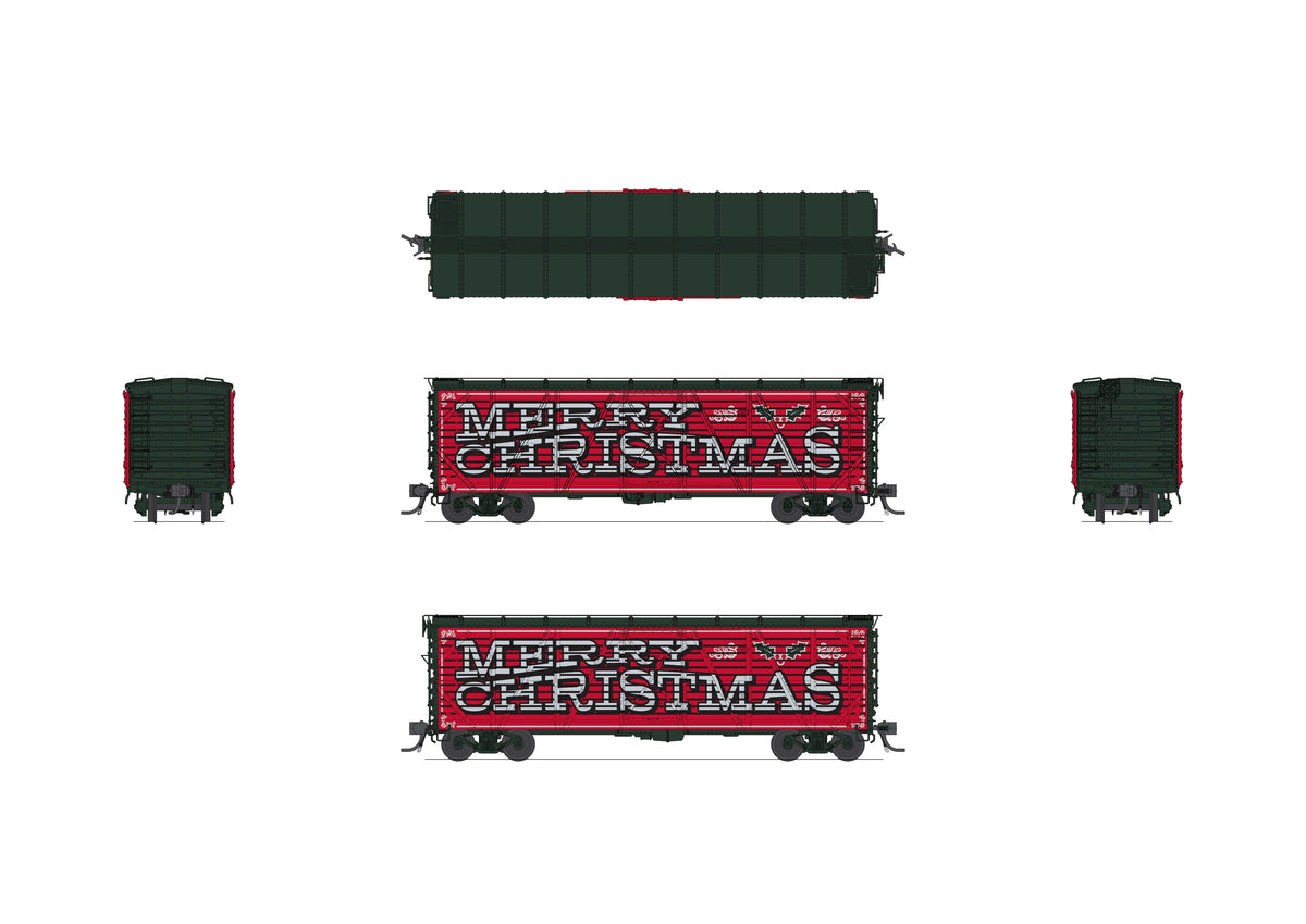 Broadway Limited Imports 10711 HO 40' Wood Stock Car, Holiday Season Theme, "Merry Christmas", Holiday Sounds