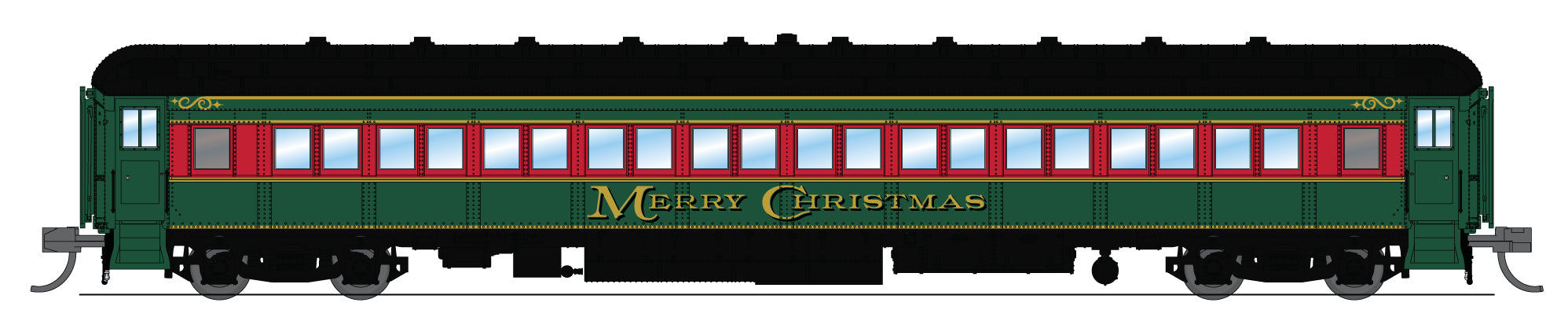 Broadway Limited Imports 10764 N Heavyweight 5-Car Passenger Set, Christmas Paint Scheme