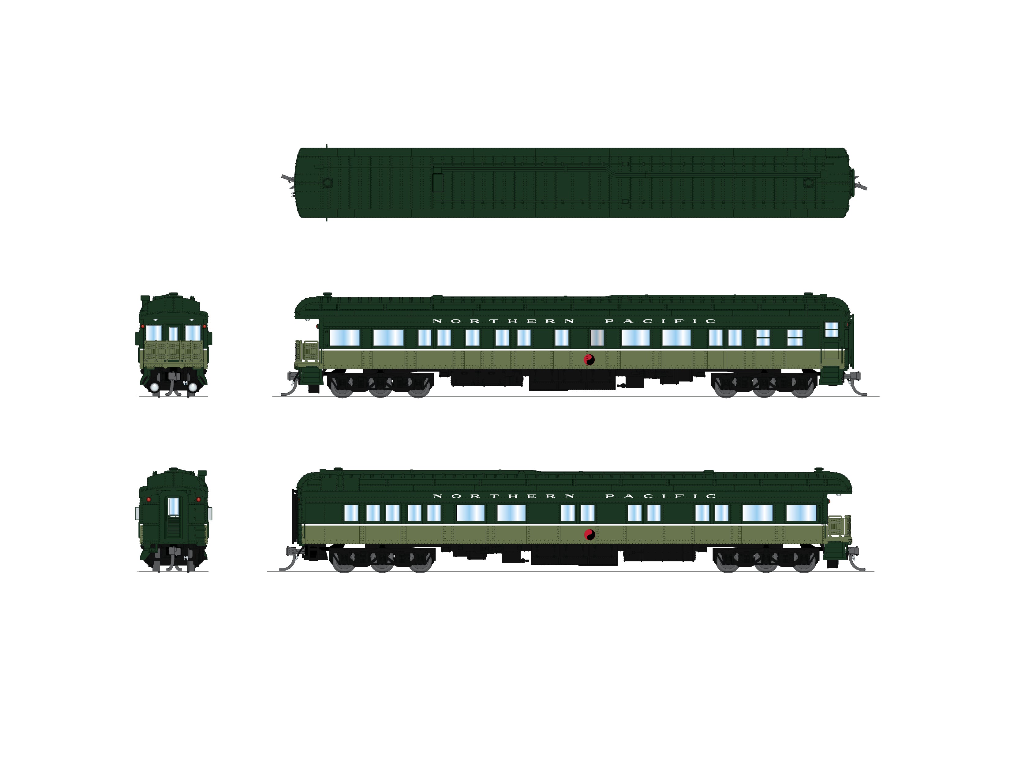 Broadway Limited Imports 10776 N NP Heavyweight Business Car "Green River"