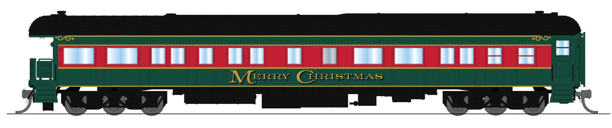 Broadway Limited Imports 10780 N Heavyweight Business Car, Christmas Holiday Scheme