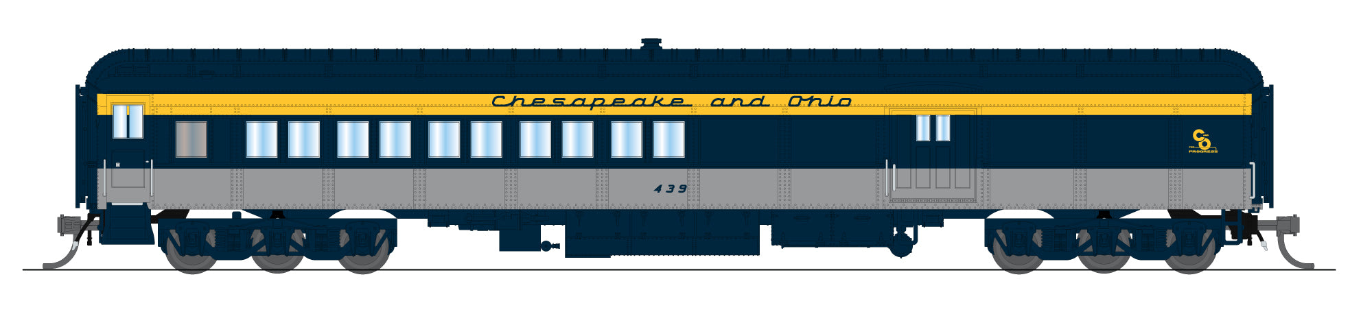 Broadway Limited Imports 10795 N C&O Heavyweight Coach-Baggage Combine #458, Tri-Color Paint