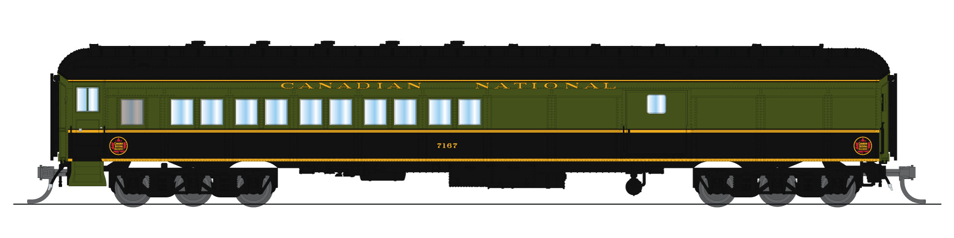 Broadway Limited Imports 10797 N CN Heavyweight Coach-Baggage Combine #7167, Green/Black/Yellow