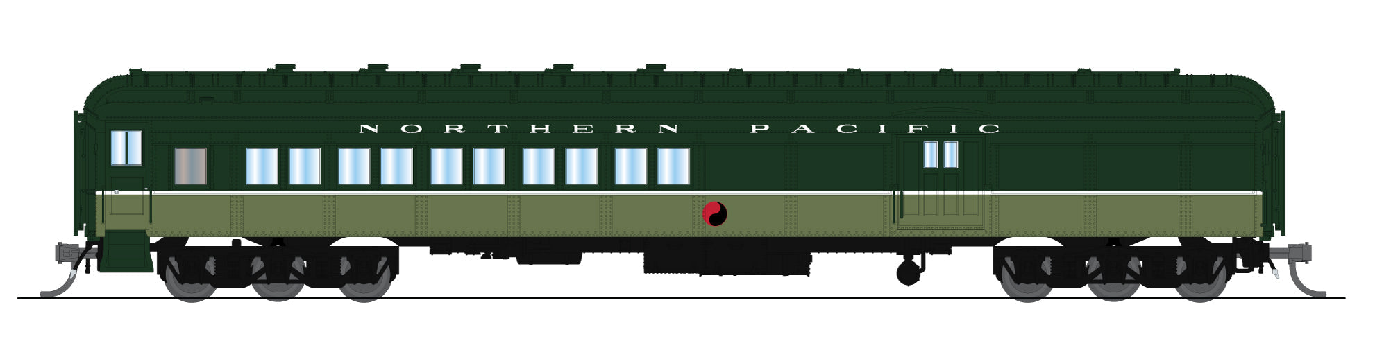 Broadway Limited Imports 10800 N NP Heavyweight Coach-Baggage Combine #1195, Loewy Two-Tone Green
