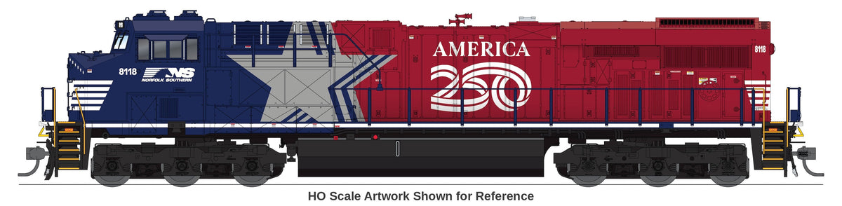 Broadway Limited Imports 10877 N GE ES44AC, Norfolk Southern #8118 "The Stars & Stripes" America250 Series, No-Sound / DCC-Ready