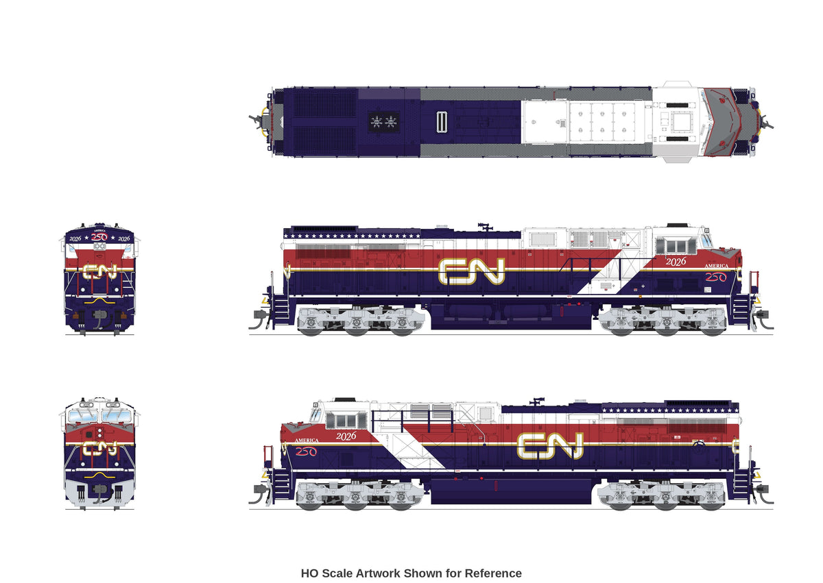 Broadway Limited Imports 10886 N GE ES44AC, Canadian National #2026 "Air Force One" America250 Series, Paragon4 Sound/DC/DCC