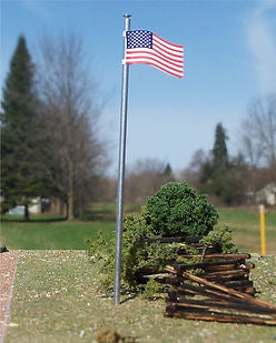 Osborn Models 1094 HO Scale Osborn Model Kits HO 1094 American Flag & Pole Kit (3 Pack) - 3 flags/poles