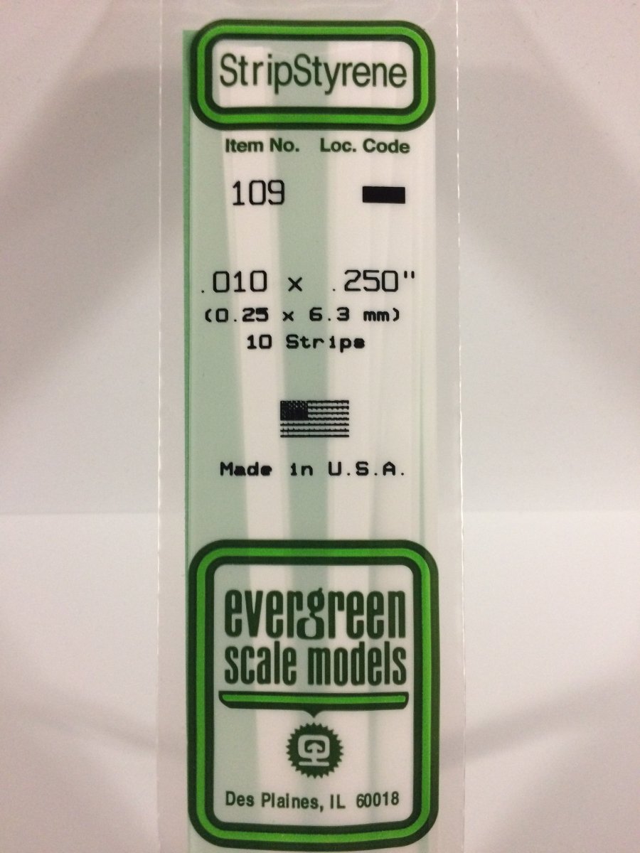 Evergreen 109 .010" X .250" Opaque White Polystyrene Strip (10 pcs) - Oakville Model Trains Depot