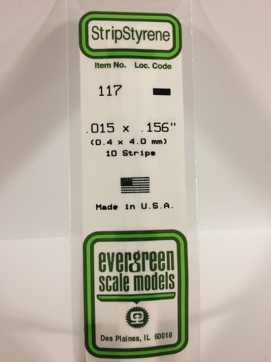 Evergreen 117 .015" X .156" Opaque White Polystyrene Strip (10 pcs) - Oakville Model Trains Depot