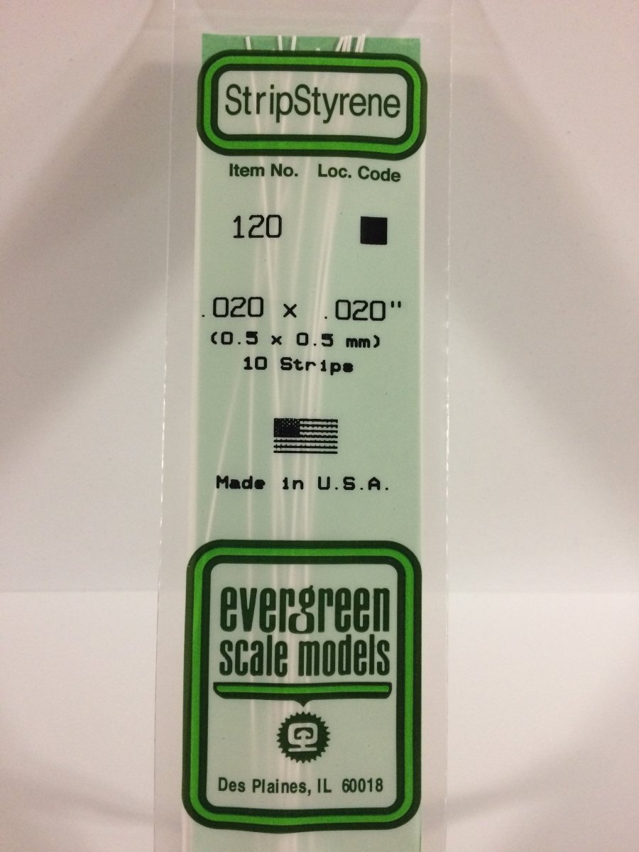 Evergreen 120 .020" X .020" Opaque White Polystyrene Strip (10 pcs) - Oakville Model Trains Depot