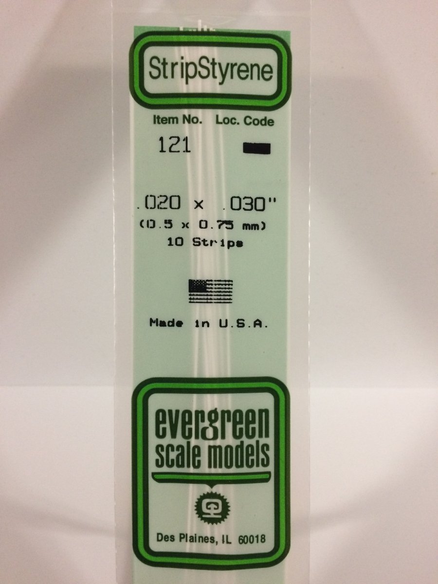 Evergreen 121 .020" X .030" Opaque White Polystyrene Strip (10 pcs) - Oakville Model Trains Depot