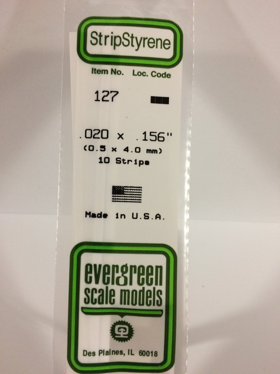 Evergreen 127 .020" X .156" Opaque White Polystyrene Strip (10 pcs) - Oakville Model Trains Depot