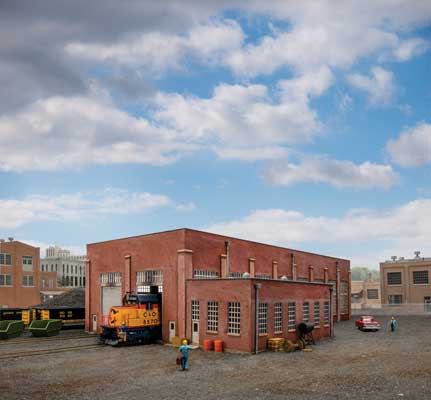 Walthers Cornerstone 2923 HO Scale 130' 2-Stall Diesel Engine House - Kit