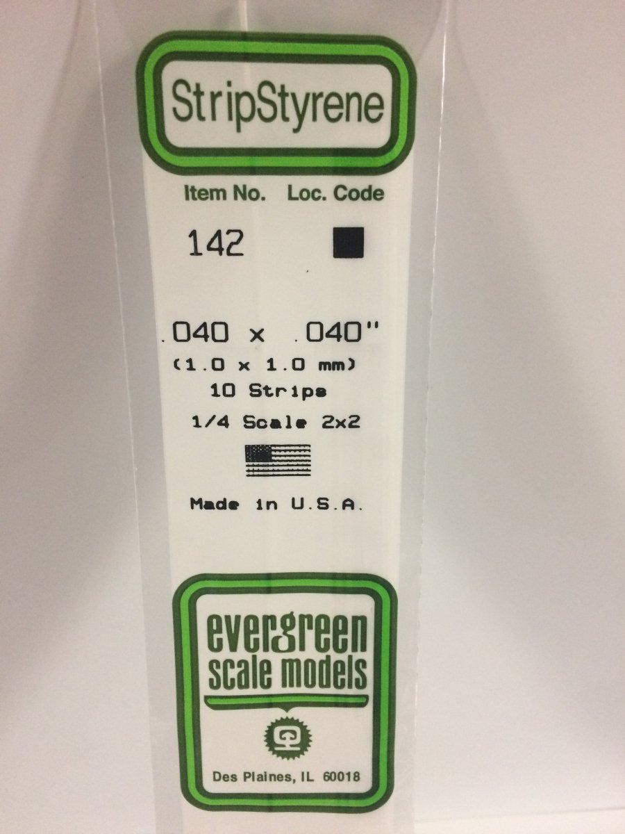 Evergreen 142 .040" X .040" Opaque White Polystyrene Strip (10 pcs) - Oakville Model Trains Depot
