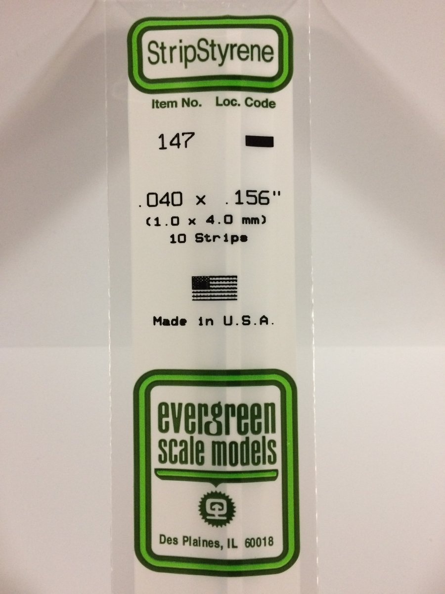 Evergreen 147 .040" X .156" Opaque White Polystyrene Strip (10 pcs) - Oakville Model Trains Depot