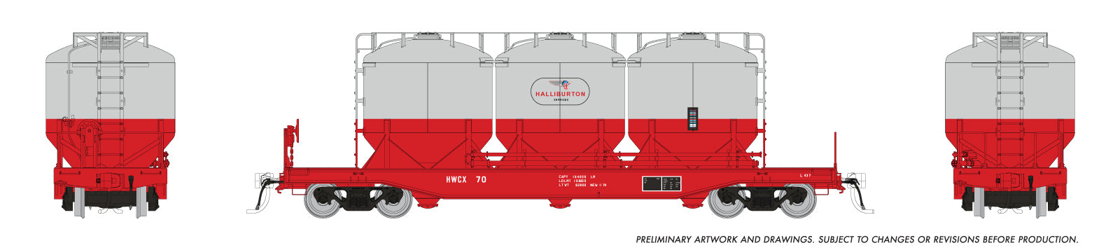 Rapido HO Halliburton Cement Car: 1970s Scheme: 6-Pack