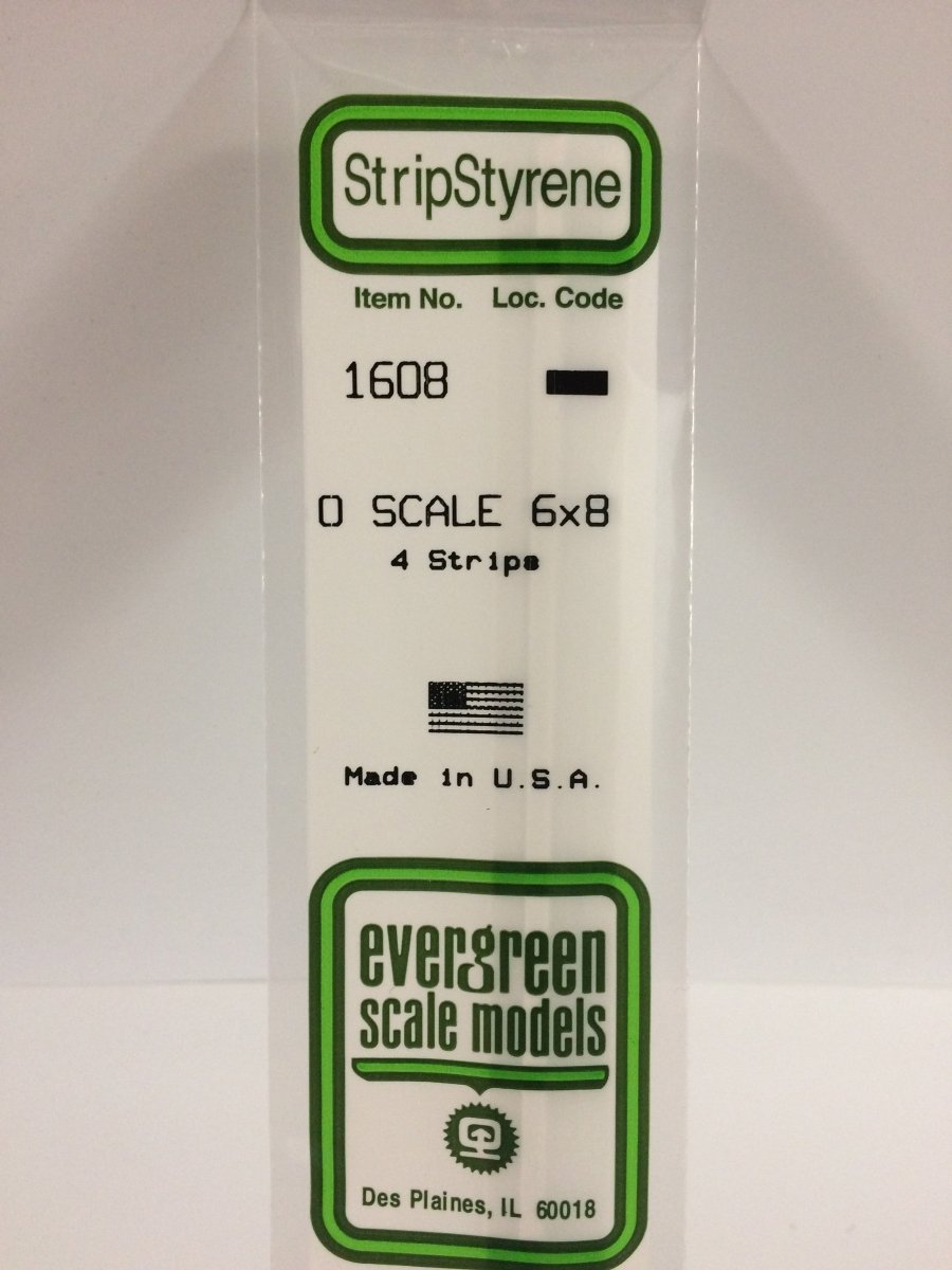 Evergreen 1608 .125" X .166" Opaque White Polystyrene O Scale Strips (6x8) (4 pcs) - Oakville Model Trains Depot