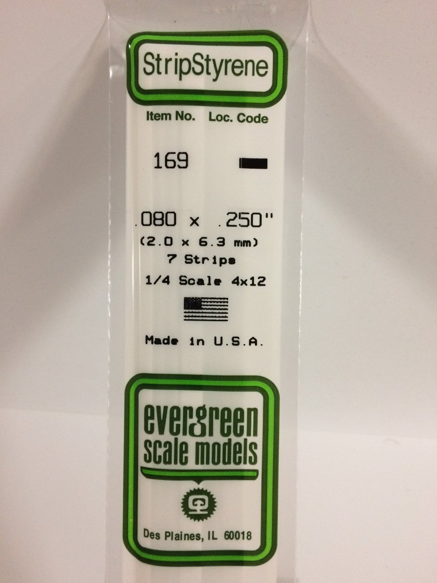 Evergreen 169 .080" X .250" Opaque White Polystyrene Strip (7 pcs) - Oakville Model Trains Depot