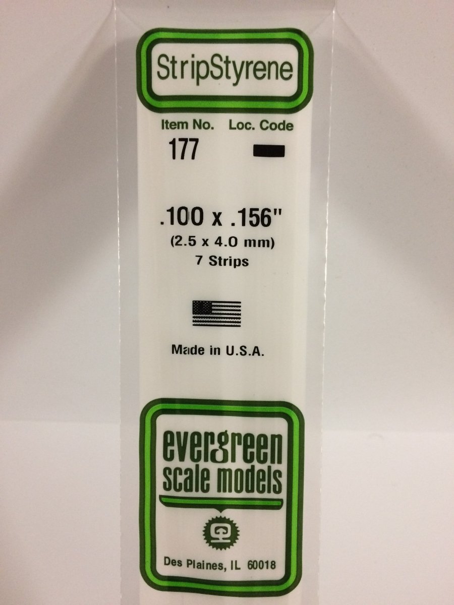 Evergreen 177 .100" X .156" Opaque White Polystyrene Strip (7 pcs) - Oakville Model Trains Depot