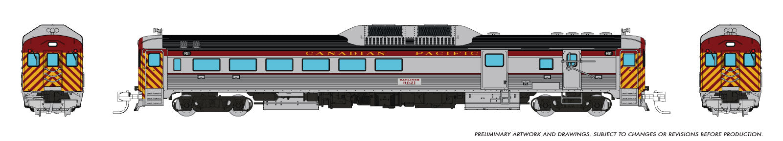 Rapido N Budd RDC-3 (Ph 1) (DC/DCC/Sound): Canadian Pacific - Maroon: #9021