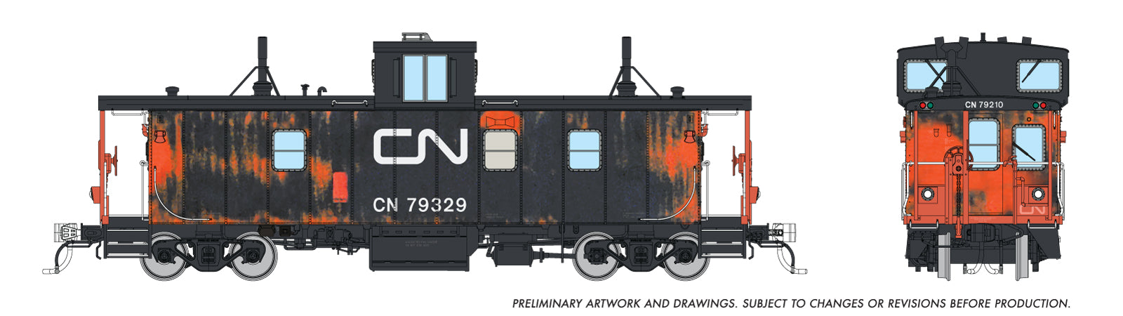 Rapido HO HS Caboose: CN - Faded: #79329