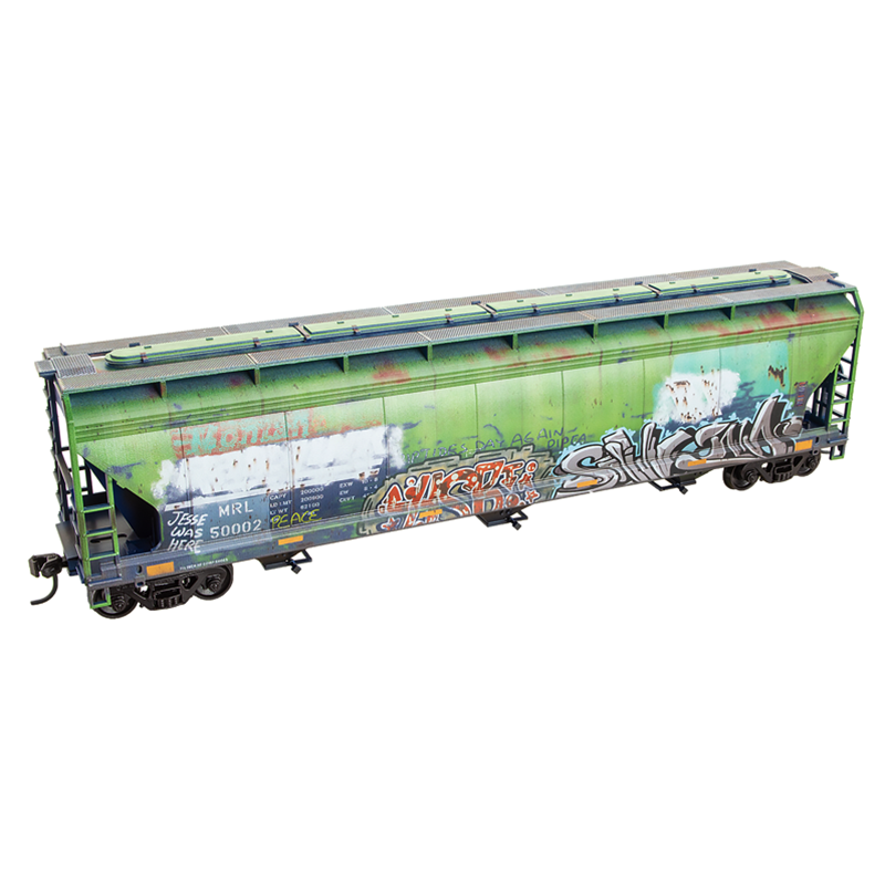 Micro-Trains 2000 10005 HO scale Montana Rail Link Weathered 3-Bay Covered Hopper Kit #50002 — side A