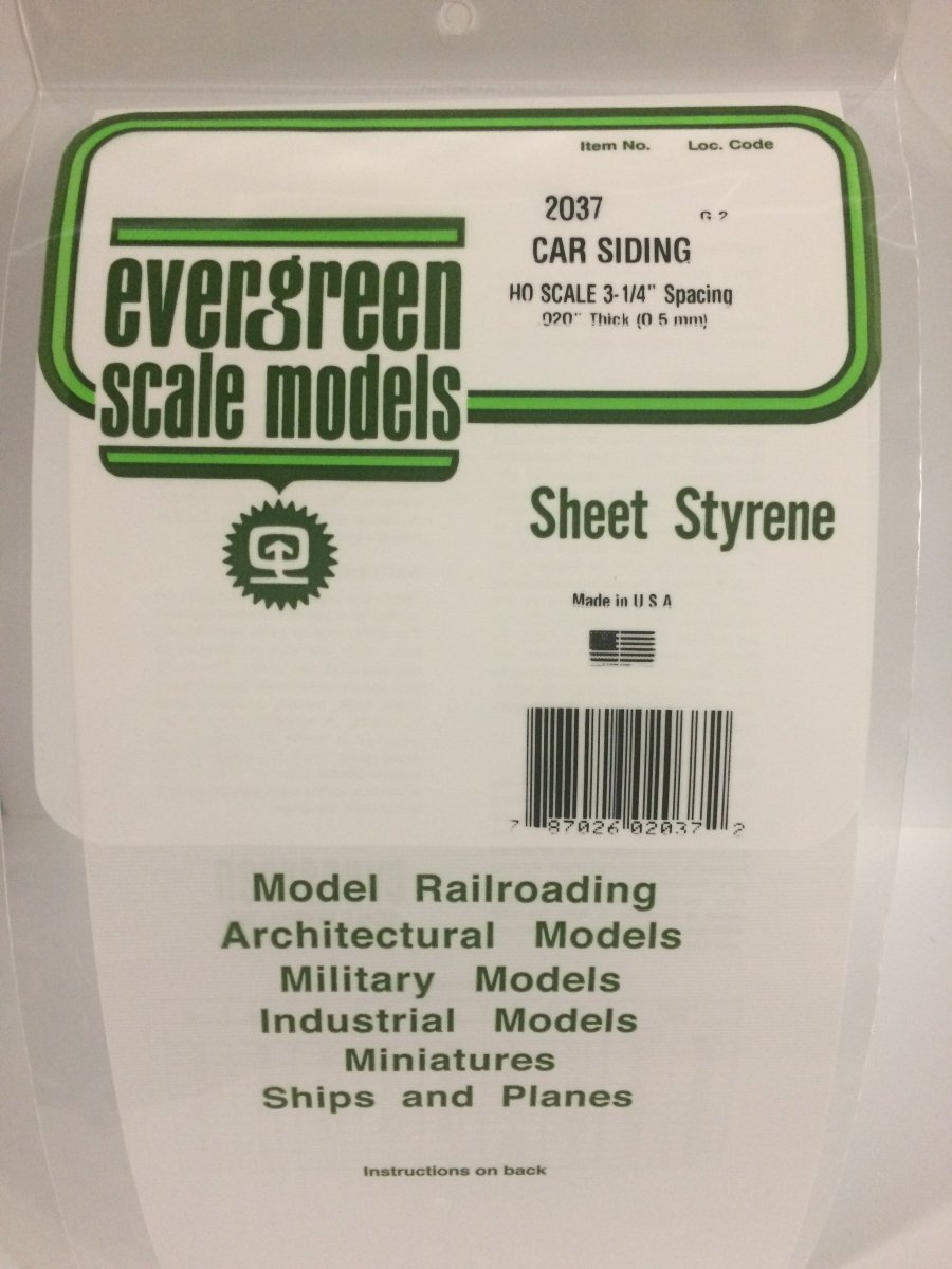 Evergreen 2037 .037" Opaque White Polystyrene HO Scale Freight Car Siding - Oakville Model Trains Depot