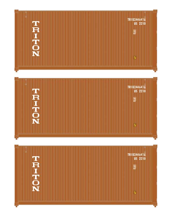 Walthers SceneMaster 18055 HO Scale 20' Fully Corrugated Container 3-Pack Triton