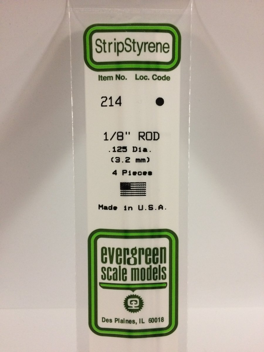 Evergreen 214 .125" (3.2mm) OD White Polystyrene Rod (4 pcs) - Oakville Model Trains Depot