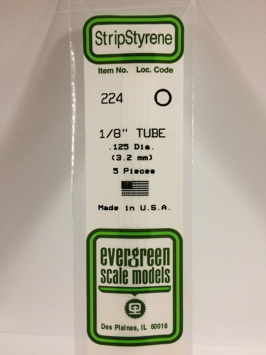 Evergreen 224 .125" (3.2mm) OD Opaque White Polystyrene Tubing (5 pcs) - Oakville Model Trains Depot