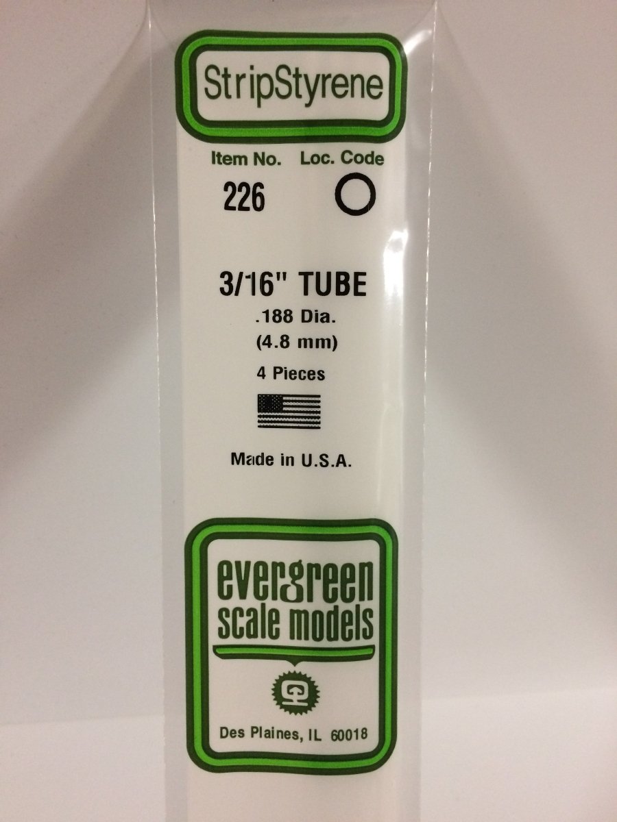 Evergreen 226 .188" (4.8mm) OD Opaque White Polystyrene Tubing (4 pcs) - Oakville Model Trains Depot