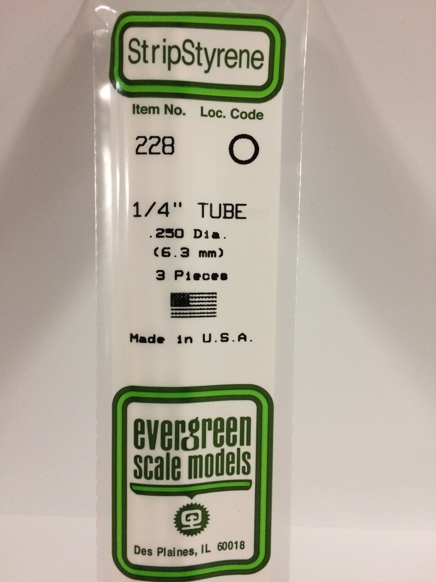 Evergreen 228 .250" (6.3mm) OD Opaque White Polystyrene Tubing (3 pcs) - Oakville Model Trains Depot